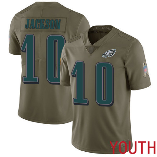 Youth Philadelphia Eagles #10 DeSean Jackson Limited Olive 2017 Salute to Service Football NFL Jersey